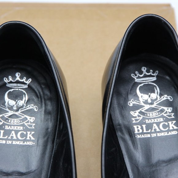 Used Men\'s black leather Barker Black Cross Bone Loafers Size 12 ½ main image 4